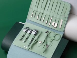 Nail Clippers Set | 16pcs Manicure & Pedicure Grooming Kit | Travel Leather Case for Men & Women