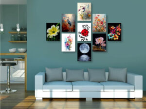 9 Pcs Flower Canvas Wall Painting Set – Home Décor