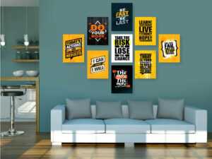 9 Pcs Motivational Quote Canvas Wall Art Set – Home Décor