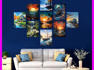 9 Pcs Flower Canvas Wall Painting Set – Home Décor