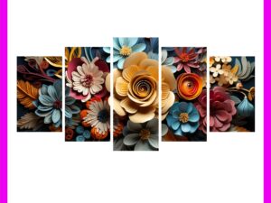 5 Pcs Flower Canvas Wall Painting Set – Home Décor