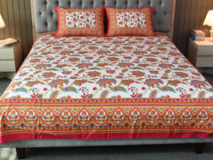 Blossom Dreams Printed Allora Bed Sheet – Persian Red