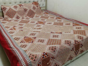 Cotton Multicolor Double King Size Flat Bed Sheet (7.5x8.5 Feet) with Two Pillow Covers | Easy Maintenance | Hand Washable