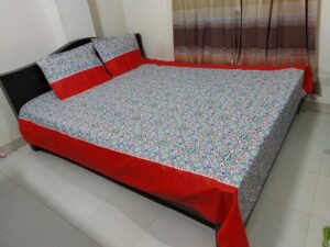 King Size Cotton Twill Panel Bed Sheet Set (7.5x8.5 ft) - Includes Two Pillow Covers (20 to 36 inch) - Flat Type - Thread Count: 400 - Hand and Machine Washable