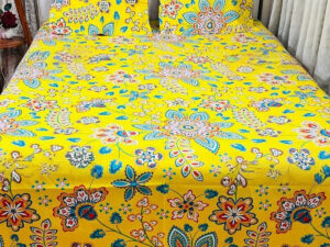 King Size Cotton Twill Panel Bed Sheet Set (7.5x8.5 ft) - Includes Two Pillow Covers (20 to 36 inch) - Flat Type - Thread Count: 400 - Hand and Machine Washable