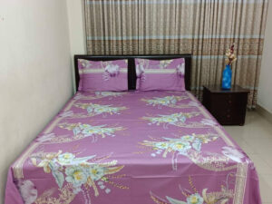 4 Piece Set Cotton Fabric Printed 7.5 by 8 Feet Double King Size Bedsheet Set with Two Pillow Covers