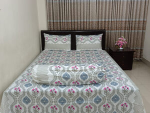 AC HOME TEX King Size Bed Sheet With Two Pillow Covers And One Side Pillow Cover