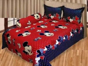 Cotton Fabric Multicolor Print Double King Size Bedsheet Set (7.5x8.5 Feet) with Two Pillow Covers | Premium Choice | Easy Maintenance