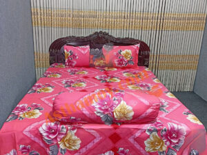 AC HOME TEX King Size Bed Sheet With Two Pillow Covers And One Side Pillow Cover
