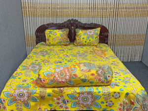 AC HOME TEX King Size Bed Sheet With Two Pillow Covers And One Side Pillow Cover