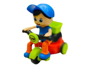 Mini Cartoon Inertia Tricycle – Delivery Boy Model | Fun, Sliding & Swing Toy for Kids