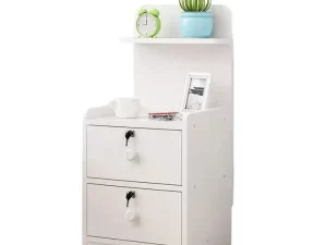 Modern Bedside Table – 2 Locker Drawers with Storage Shelf