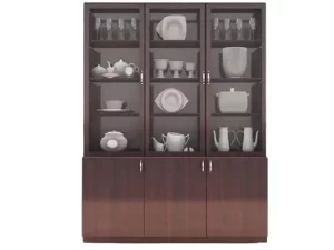 Showcase With Crockery Display Unit with 3-Door Storage Cabinet