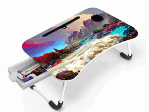 Multi-Function Folding Waterproof Printing Laptop Desk with Drawer – Perfect for Home, Office & Study Use