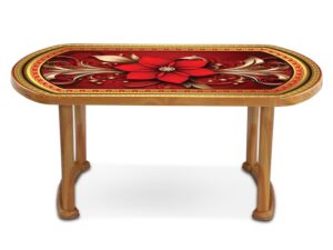 Dining Table – 4 Seat Semi-Oval P/L Print Flourish – SW