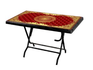 Deco Table – 4 Seat S/L Print Royal Red – Black
