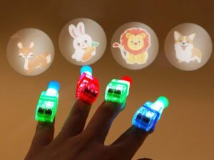 5Pcs Cartoon Cute Projection LED Finger Light Toys | Multi-Pattern Light-Emitting Rings | Birthday Decorations