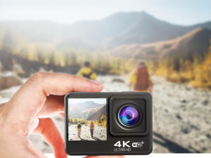 AUSEK Q60TR WiFi 4K Action Camera | 60FPS Ultra HD | Waterproof Sports Cam | COMBO PACK (2 Battery, Charger, Microphone, Remote) | Perfect for Motovlog & Adventure