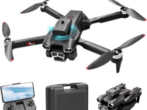 Drone 4K HD 3-Camera | ESC Camera Control | Obstacle Avoidance | Brushless Motor | Foldable Drone – Black with Laser Sensor