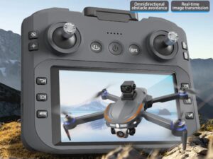 BIG [REMOTE DISPLAY] G.P.S Drone | Laser Sensor Obstacle Avoidance | 4K Dual Cameras | Foldable Quadcopter | Optical WiFi Gimbal | 3 Batteries | Professional Drone (8GB Memory + Card Reader Free)