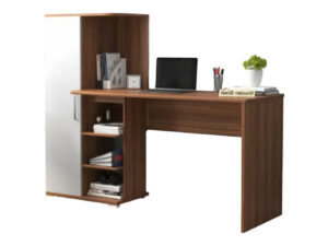 Modern Home Office Computer Table Study Table Laptop Desk With Shelves - White Color Finish For Contemporary Style