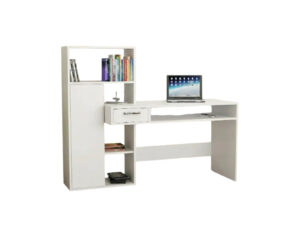 Home Office Computer Table Study Table | Laptop Desk With Shelves (White Color Finish) - Study Table