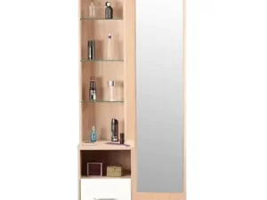 Furniture Express Nifty Niche – Bedroom Full Mirror Dressing Table with Shelf & Side Drawer