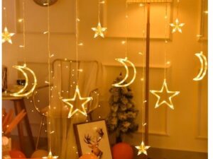 Moon Star LED Fairy Light for Curtains - 16 Feet, 3 Moon, 3 Star, 6 Small Star