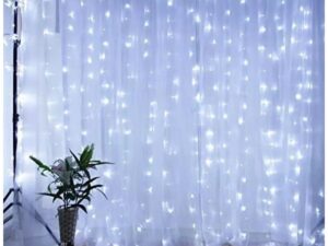 LED Curtain String Fairy Light 9.8x9.8 ft 8 Modes, Plug-in Lights, Cool White, Indoor Outdoor Decorative Wall Window String Lights for Bedroom, Party, Backdrop - Room Decoration Light