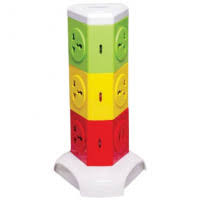 Fire Proof Plastic Body Multiplug ML 3 Way Tower with Double USB Charger | From Suba International