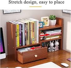 Meraj Furniture FANJIANI Adjustable Desktop Bookshelf – Multi-Functional Wood Countertop Storage Rack