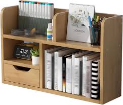 Meraj Furniture AOKLEY Desktop Bookshelf – Drawer Type Bookcase & Storage Shelf