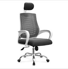 Furniture Plus Executive Office Chair (FP‑M‑27‑SS, White Body V‑Mesh with Headrest)