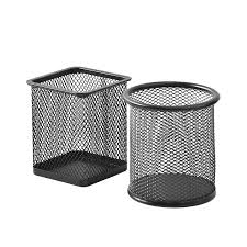 Wire Mesh Pen Holder – Round & Square Metal Desk Organizer