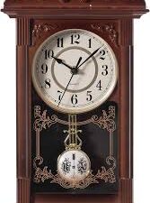 Luxury Imitation Wood Grain Retro Silent Swing Wall Clock – Large Pendulum Design for Living Rooms