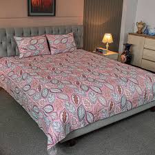 Fallen Leaves Print Allora Bed Sheet – Pink