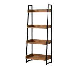 60 Inches Long Furnix Ladder Bookcase – Wooden & Metal Wall Display Shelf