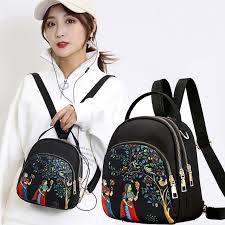 New Trendy Fashion Printing Mini Backpack for Women Nylon Rucksack Multilayer Crossbody & Shoulder School Bags For Girls Stylish Cute Look Women MY SHOPEE BD