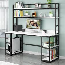 Home Office Desk with High Tower Shelf | Reversible Shelves Computer Table | Gaming & Study Drafting Table for Bedroom – Best Quality Furniture