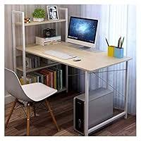 Home Office Computer Desk with Wooden Storage Shelf – 48 Inches Desk & Gaming Table with Splice Board | 2-Tier Industrial Modern Laptop Study Writing Desk