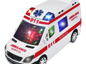 White Ambulance Vehicles Toys Diecast Car Model with Light&Sound Gift for Kids
