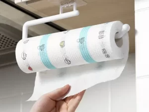 Kitchen Tissue Holder – Paper Roll Holder & Towel Hanger Rack | Cabinet & Rag Hanging Holder | Bathroom Organizer Shelf