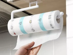 Kitchen Tissue Holder – Hanging Toilet Roll & Paper Towel Holder Rack | Kitchen & Bathroom Cabinet Door Hook Organizer