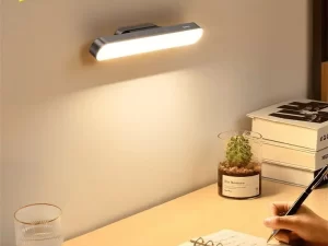 Baseus Night Light – Hanging Magnetic LED Table Lamp | Stepless Dimming Desk Lamp | Rechargeable Cabinet Light for Bedroom & Kitchen – Grey