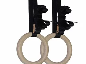1 Pair Birch Wood Gymnastic Rings Pull Up GYM Ring for Home Fitness Strength Training