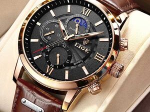 LIGE 8932 Men’s Casual Leather Watch