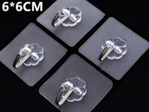 4 Piece Transparent Self-Adhesive Wall Hanging Hook Suction Shelf - Suitable for Home, Kitchen, and Bathroom Wall Coat Rack